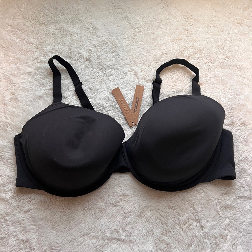 Skims Women's Fits Everybody T-Shirt Bra Onyx Black BA-DEM-9221 Size 44DD NWT